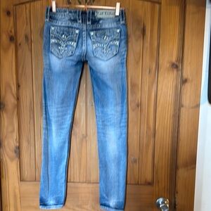 Rock Revival Blue Skinny Jeans with Distinctive Stitching